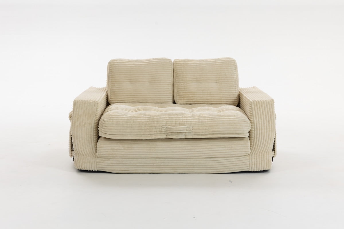 WENTUM Oversized Chaise Lounge Chair Indoor, Deep Seat Sleeper Couch with Pillows, Boneless Floor Sofa Bed for Living Room, Bedroom, No Assembly, Beige