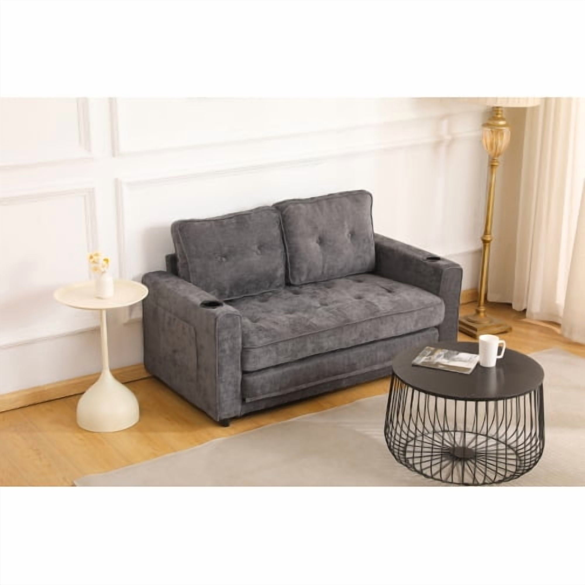 WENTUM Oversized Chaise Lounge Chair Indoor, Deep Seat Sleeper Couch with Pillows, Boneless Floor Sofa Bed for Living Room, Bedroom, No Assembly, Grey