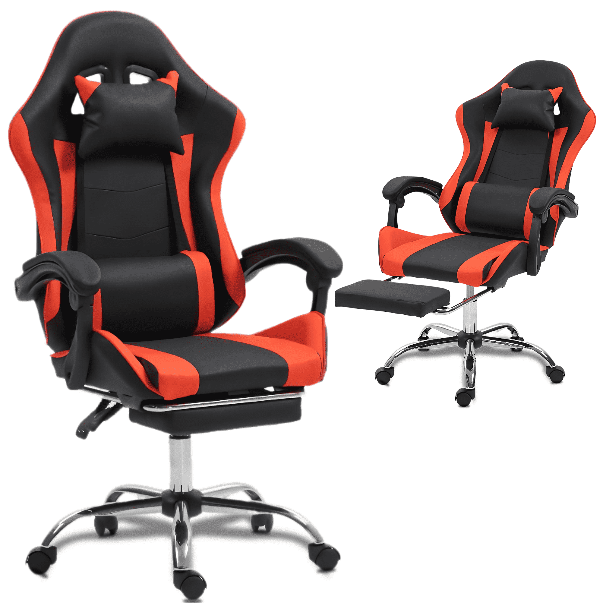 WENTUM Gaming Chair with Massage Lumbar Support - Ergonomic Video Game Chair for Adults, Adjustable Headrest & Footrest, 90-135¡ã Recline, 360¡ã Swivel, Red